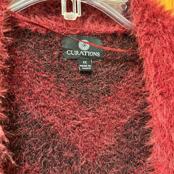 Long, fuzzy Curations open front cardigan, duster. 1X - Picture 6 of 10